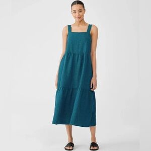 EILEEN FISHER LINEN TIERED TANK DRESS MEDIUM